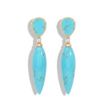 Turquoise & Diamond Drop Spike Earrings, 18K Gold