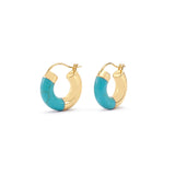 Turquoise Hoop Earrings 18K Yellow Gold