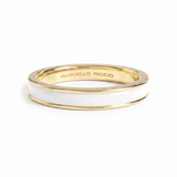 Hand Painted Single Band Enamel Stacking Ring, 18K Gold