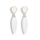 White Agate and Diamond Spike Drop Earrings, 18K Rose Gold