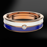 Diamond & Enamel Double Band Ring