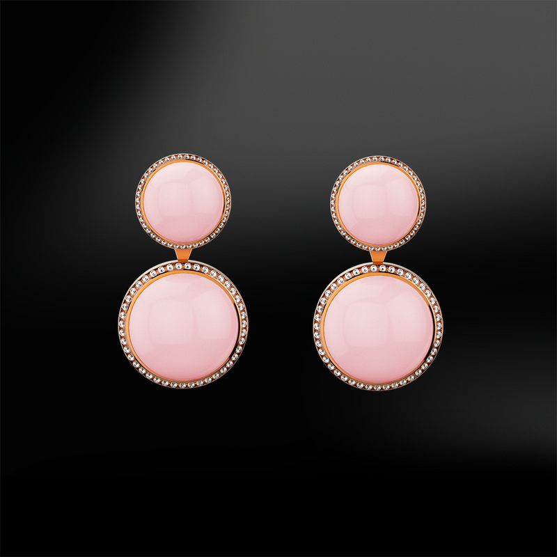 Pink QUARTZ - DIAMOND Earrings