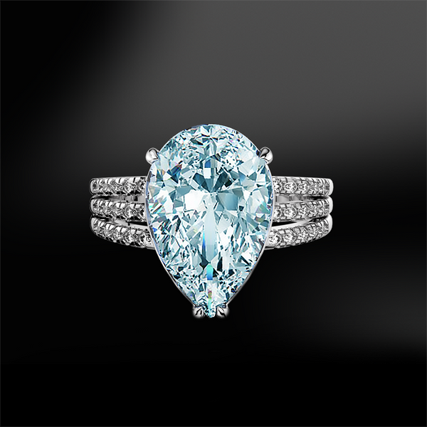 pear shape aquamarine diamond wedding engagement gold ring march birthstone