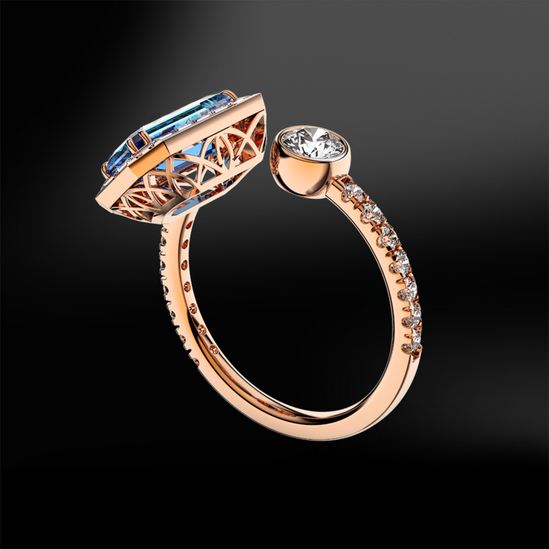AQUAMARINE - DIAMOND Ring