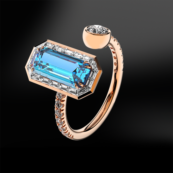 AQUAMARINE - DIAMOND Ring