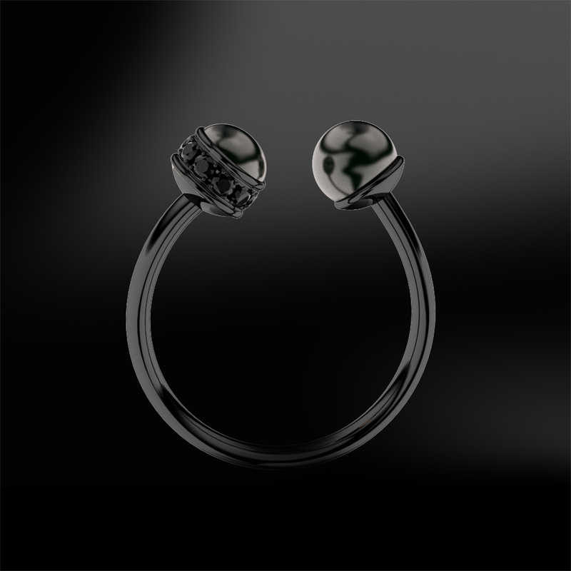 BLACK PEARL - DIAMOND Ring