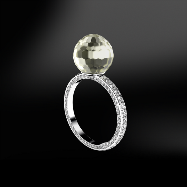 faceted Tahitian diamond ring  