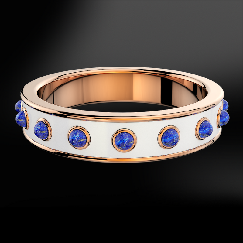 Lapis Lazuli & Snowflake Enamel Rose Gold Ring