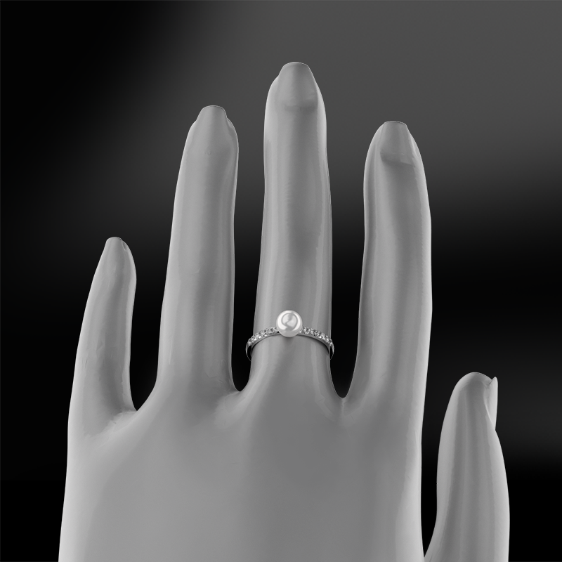 White pearl diamond engagement wedding ring june birthstone 