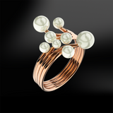 Multiple pearl rose gold ring 