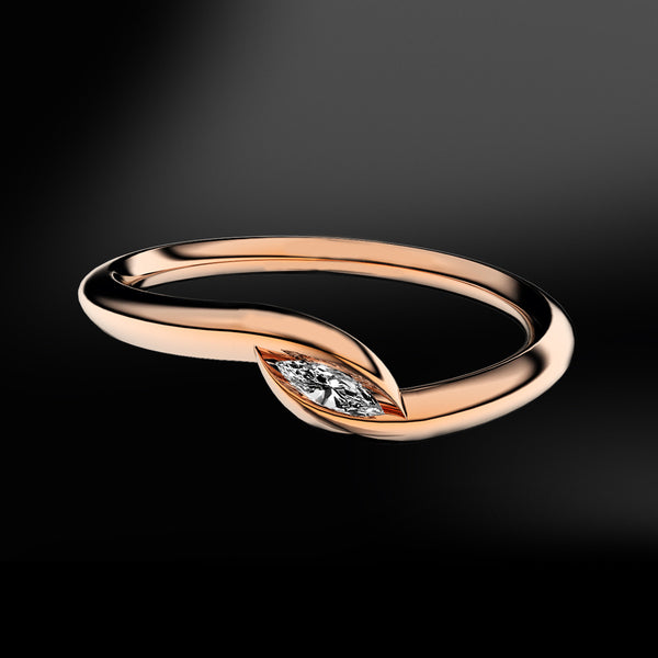 spiral rose gold ring with diamond