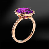 oval shape amethyst diamond wedding engagement gold ring 