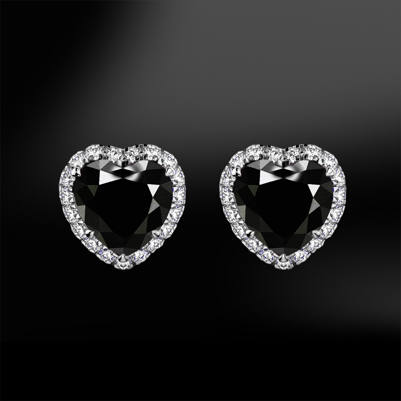 BLACK DIAMOND Heart Earrings