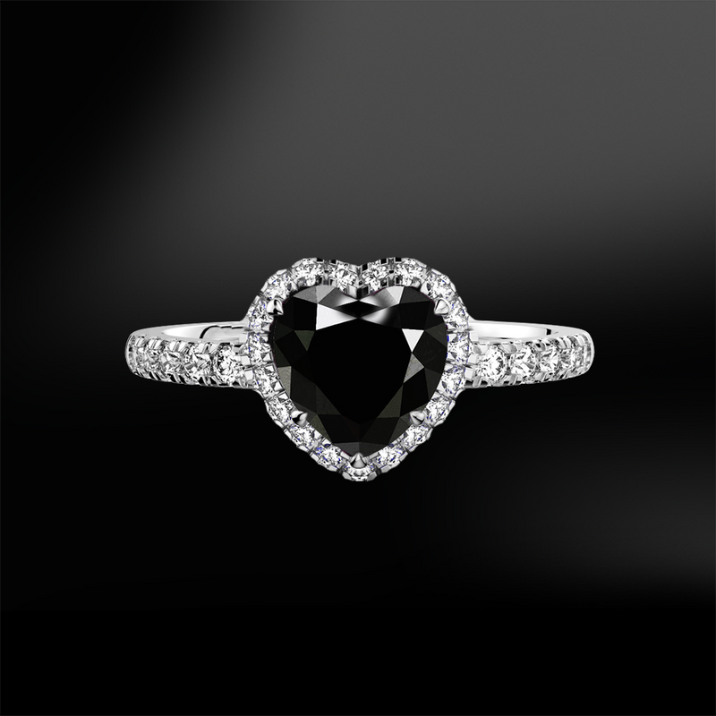 Heart shaped 2025 black diamond ring