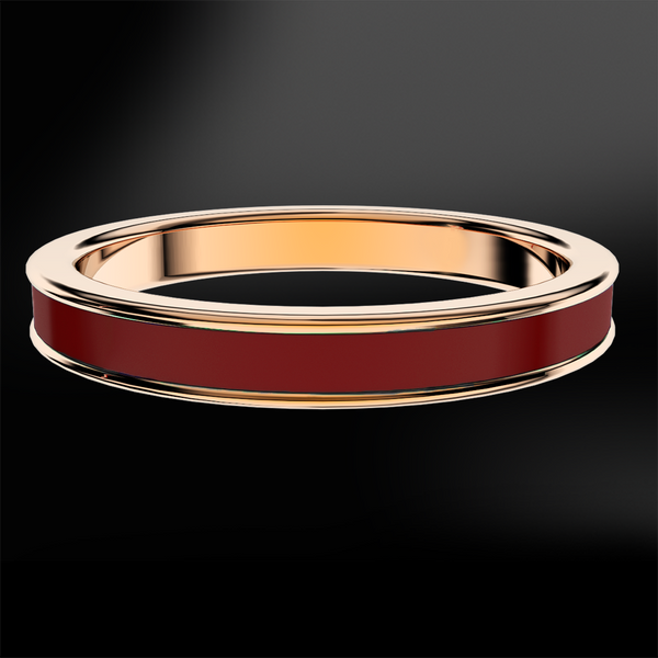 Burgundy Enamel Rose Gold Ring