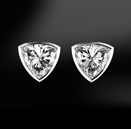 white trillion GIA certified diamond earrings