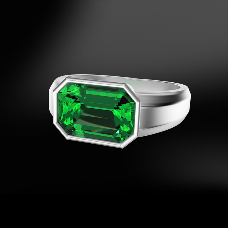 octagonal emerald white gold mens ring may birthstone engagement ring 
