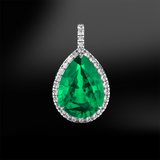 emerald pear shape diamond wedding engagement gold platinum pendant may birthstone