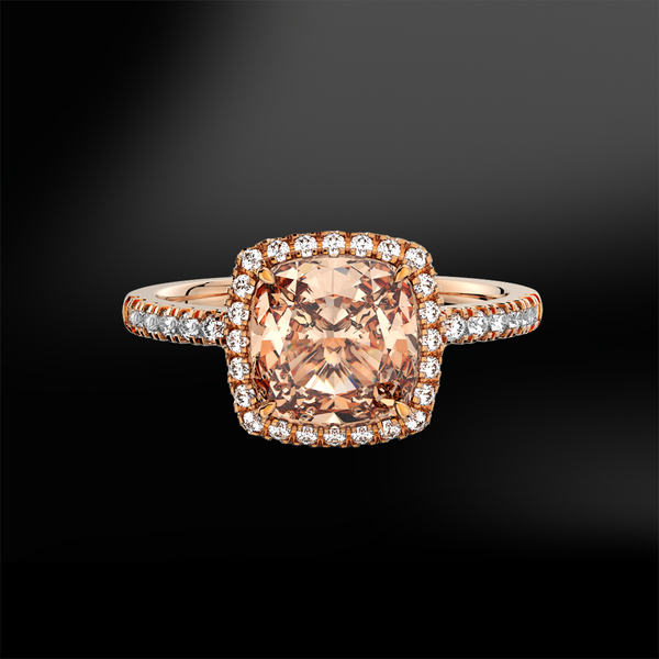 cushion morganite diamond wedding engagement gold ring april birthstone