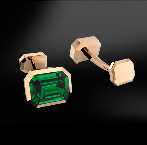 emerald cut gold cufflinks 