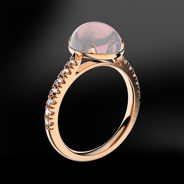 ROSE QUARTZ & DIAMOND Ring