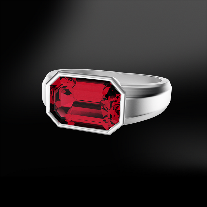 octagonal ruby white gold mens ring july birthstone engagement ring 