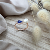 SAPPHIRE, DIAMOND & PEARL Ring