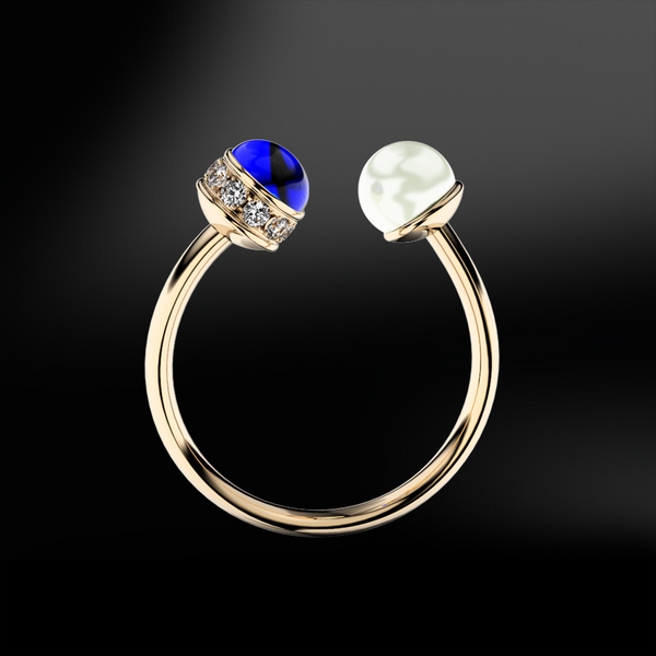 sapphire blue pearl ring 