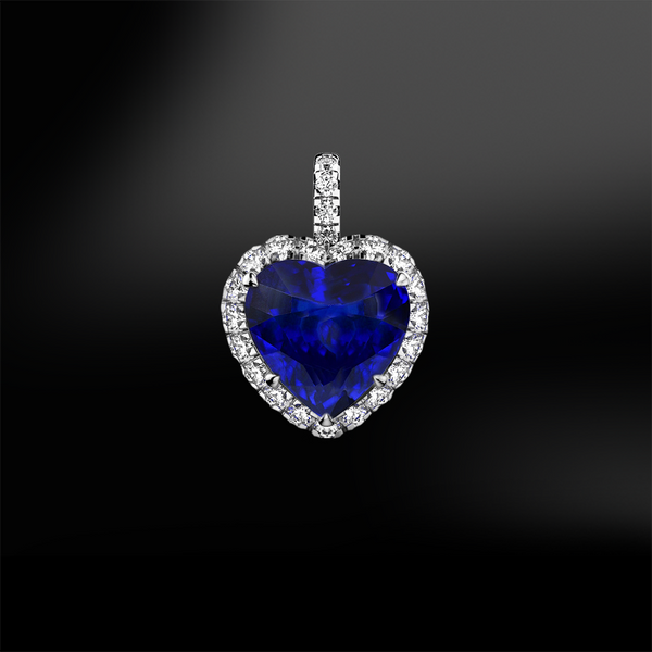 SAPPHIRE - DIAMOND Heart Necklace