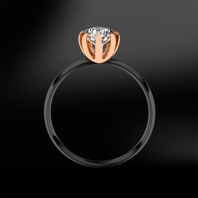 rose black gold solitaire ring 