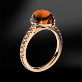 SPESSARTITE GARNET - DIAMOND Ring
