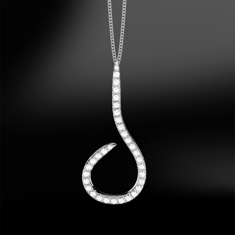 diamond silver white gold hook pendant spiral collection