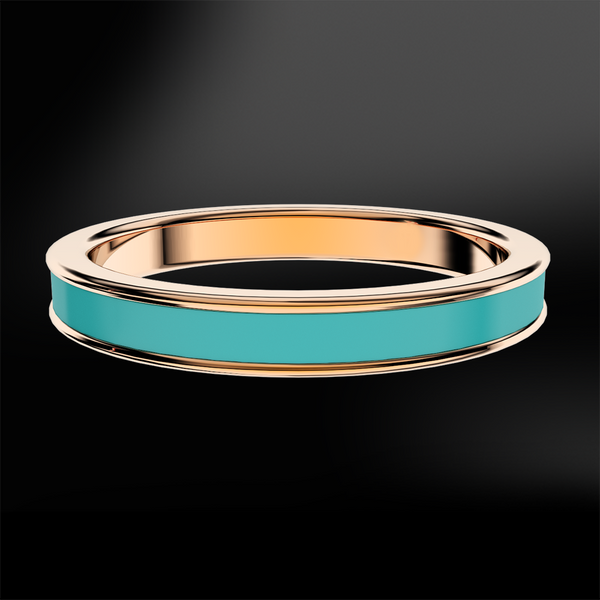 Turquoise Enamel Rose Gold Ring
