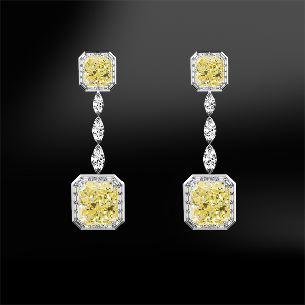 Yellow radiant diamond earrings