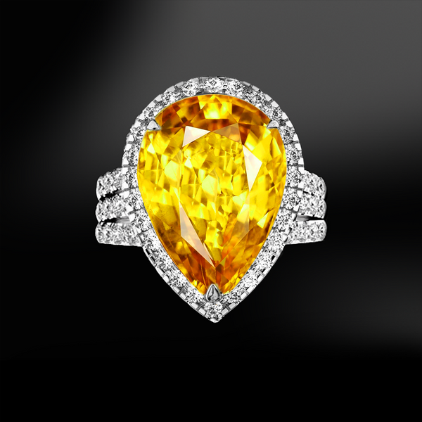 Yellow pear Sapphire ring 