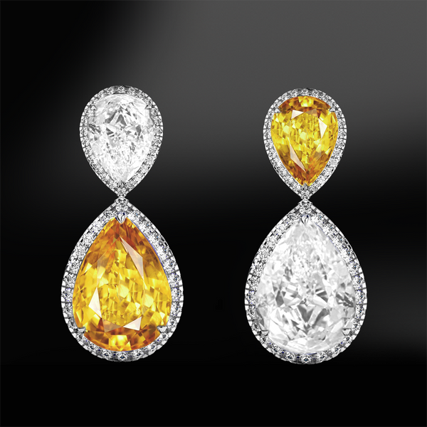 Yellow sapphire diamonds earrings